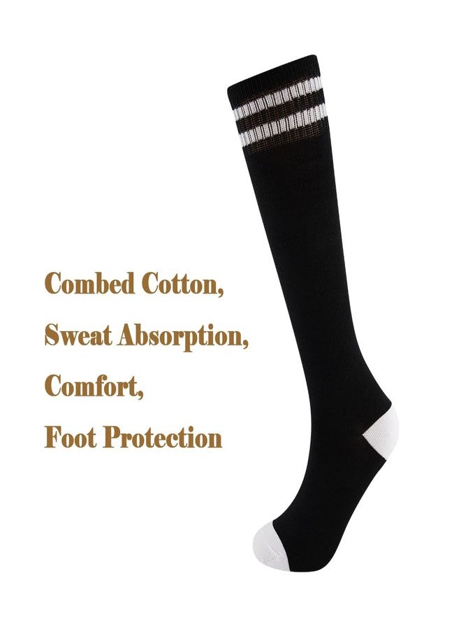 جوارب SOCKSDIARY طويلة تصل إلى الركبة للأطفال، جوارب قطنية لكرة القدم للأولاد والبنات والأطفال الصغار... (مقاسات أمريكية، عمر 10 سنوات، 15 سنة، 4 أزواج، لون أسود) - Image 2